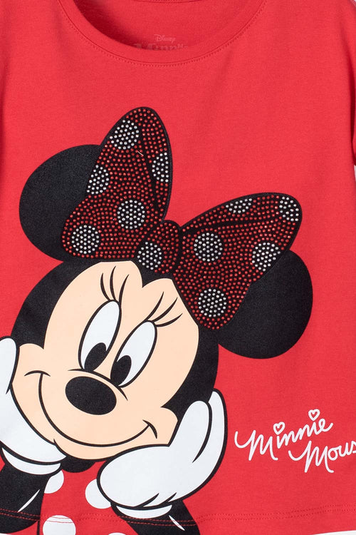 POLERA DE MINNIE MOUSE ROJA ESTAMPADA PARA NIÑA DE 2T A 5T