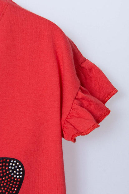 POLERA DE MINNIE MOUSE ROJA ESTAMPADA PARA NIÑA DE 2T A 5T