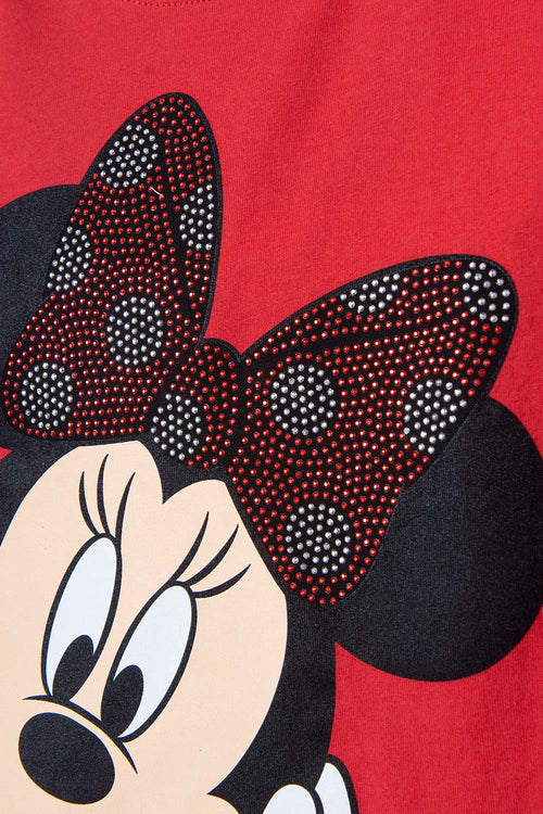 POLERA DE MINNIE MOUSE ROJA ESTAMPADA PARA NIÑA DE 2T A 5T