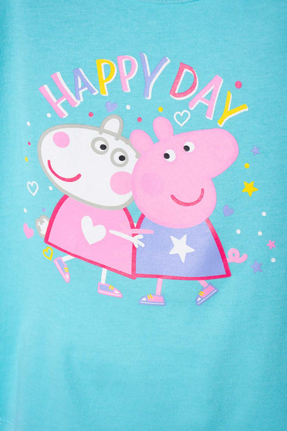 POLERA DE PEPPA PIG MANGA CORTA AZUL PARA NIÑA 2T A 5T