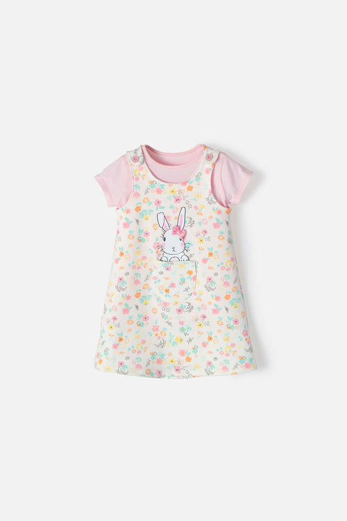 VESTIDO LITTLEMIC ESTAMPADO MULTICOLOR PARA NIÑA DE 2T A 5T