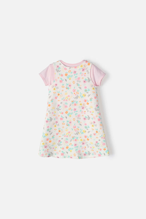 VESTIDO LITTLEMIC ESTAMPADO MULTICOLOR PARA NIÑA DE 2T A 5T