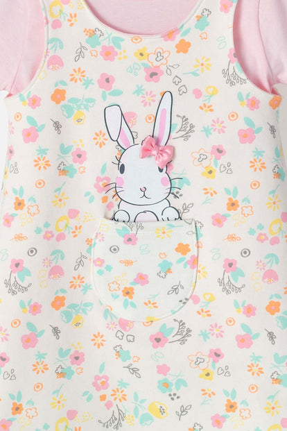 VESTIDO LITTLEMIC ESTAMPADO MULTICOLOR PARA NIÑA DE 2T A 5T