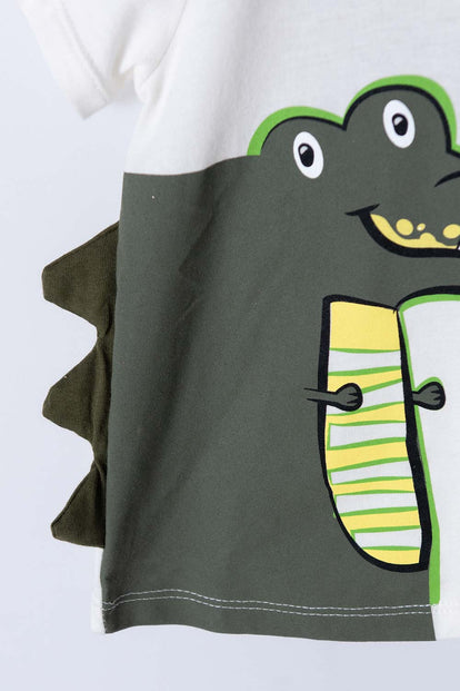 CONJUNTO LITTLEMIC CON PANTALÓN VERDE Y BLANCO PARA BEBÉ NIÑO