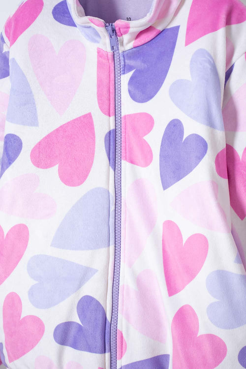 CHAQUETA MIC MULTICOLOR CON ESTAMPADO DE CORAZONES PARA NIÑA