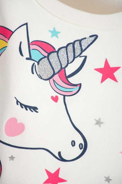 POLERON DE MIC ESTAMPADO MARFIL PARA NIÑA