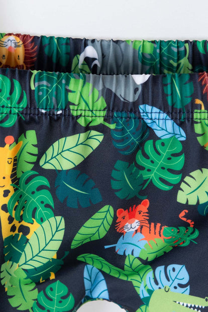 CONJUNTO DE BAÑO LITTLEMIC ESTAMPADO  AZUL CLARO Y OSCURO PARA BEBÉ NIÑO