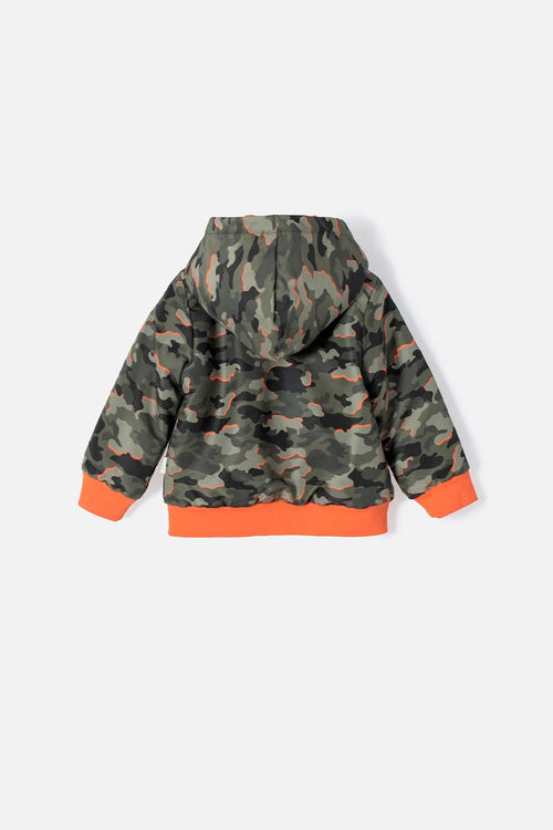 CHAQUETA DE LITTLEMIC CON CIERRE Y CHOMPA VERDE MILITAR  PARA BEBÉ NIÑO