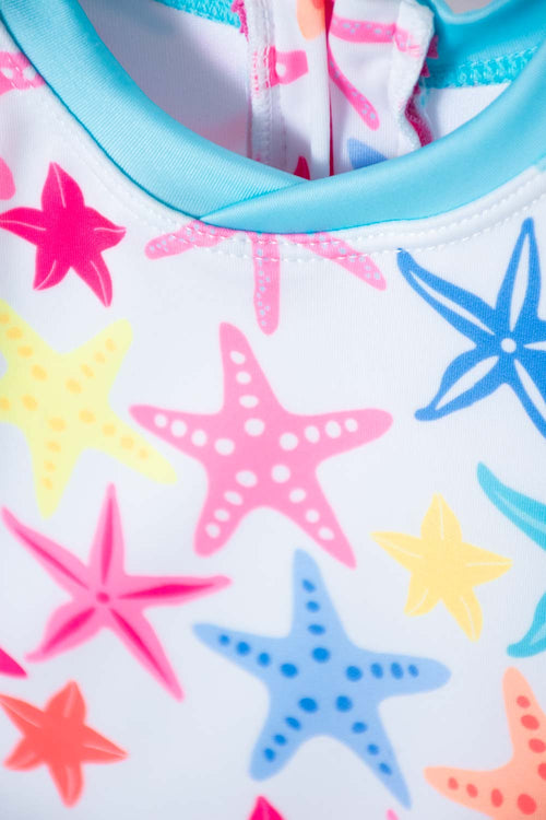 VESTIDO DE BAÑO LITTLEMIC MULTICOLOR INCLUYE BUCKET HAT PARA BEBÉ NIÑA