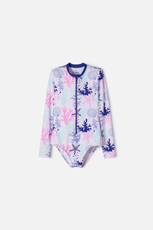 VESTIDO DE BAÑO MIC MANGA LARGA MORADO PARA NIÑA