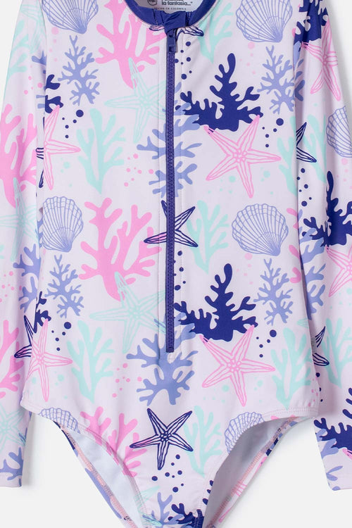 VESTIDO DE BAÑO MIC MANGA LARGA MORADO PARA NIÑA