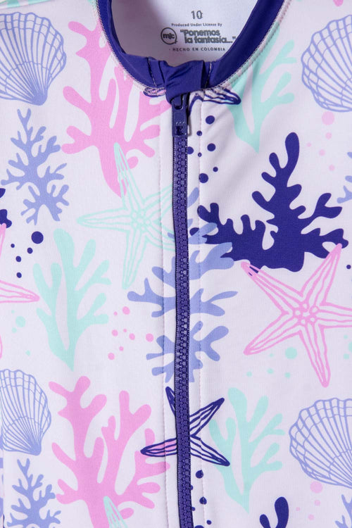 VESTIDO DE BAÑO MIC MANGA LARGA MORADO PARA NIÑA