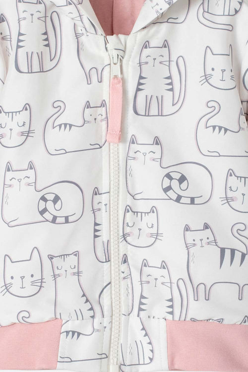 CHAQUETA DE LITTLEMIC CON CAPUCHA MARFIL Y PALO DE ROSA PARA BEBÉ NIÑA