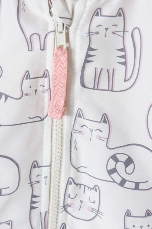 CHAQUETA DE LITTLEMIC CON CAPUCHA MARFIL Y PALO DE ROSA PARA BEBÉ NIÑA