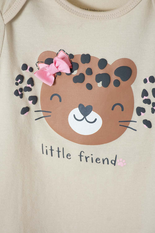 CONJUNTO LITTLEMIC CAQUI Y PALO DE ROSA DE PANTALÓN PARA BEBÉ NIÑA