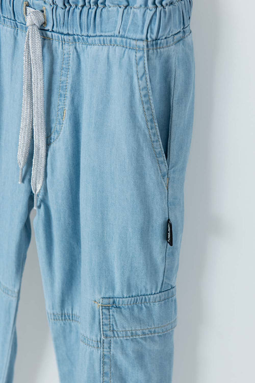 JOGGER LITTLEMIC CON CORDÓN AZUL CLARO PARA NIÑA 2T A 5T