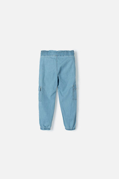 JOGGER LITTLEMIC CON CORDÓN AZUL CLARO PARA NIÑA 2T A 5T