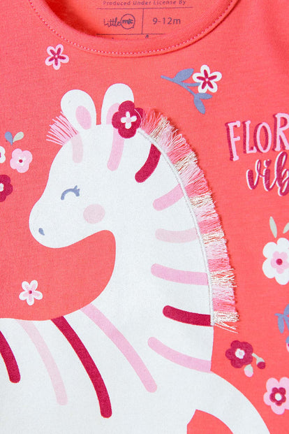 CONJUNTO LITTLEMIC CON PANTALÓN LARGO CORAL PARA BEBÉ NIÑA