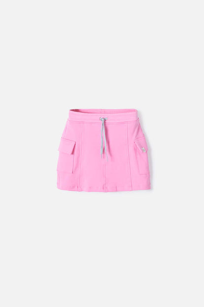 POLLERA DE MIC CON BOLSILLOS ROSADA PARA NIÑA