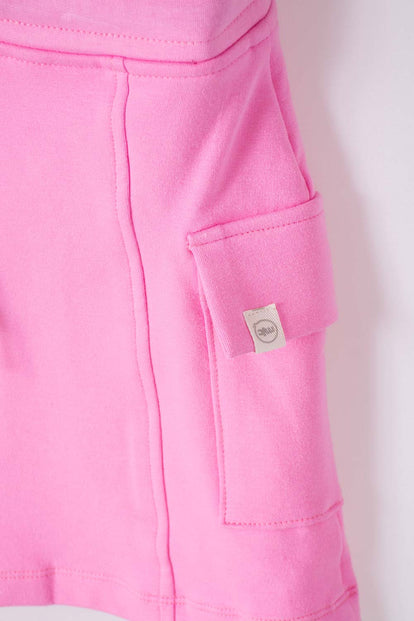 POLLERA DE MIC CON BOLSILLOS ROSADA PARA NIÑA
