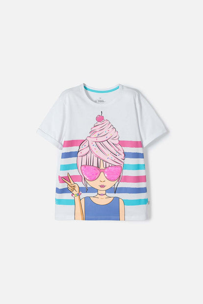 POLERA MIC BLANCA MANGA CORTA PARA NIÑA