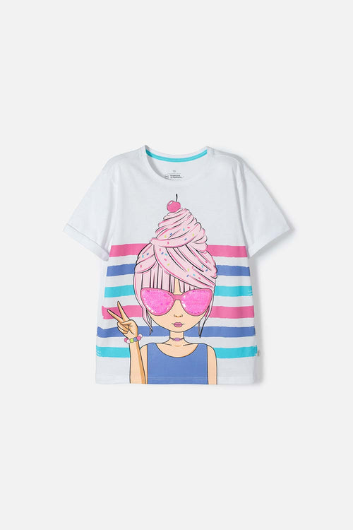 POLERA MIC BLANCA MANGA CORTA PARA NIÑA