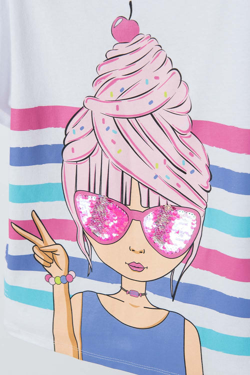 POLERA MIC BLANCA MANGA CORTA PARA NIÑA