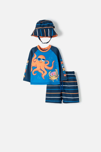 CONJUNTO DE BAÑO LITTLEMIC MANGA LARGA MULTICOLOR PARA BEBÉ NIÑO