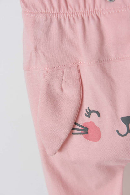 PIJAMA DE LITTLEMIC CON PANTALÓN LARGO VERDE Y PALO DE ROSA PARA BEBÉ NIÑA