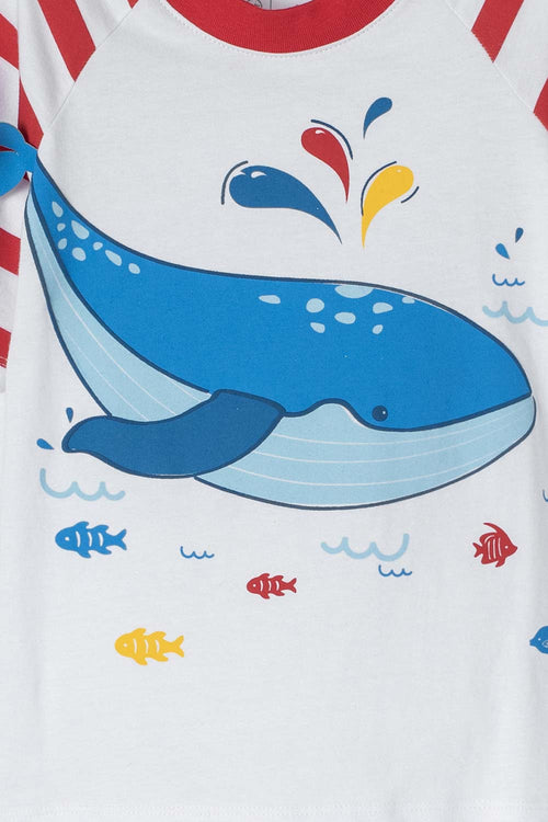 POLERA LITTLEMIC BLANCO Y ROJO MANGA CORTA PARA NIÑO 2T A 5T