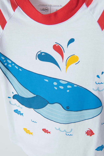 POLERA LITTLEMIC BLANCO Y ROJO MANGA CORTA PARA NIÑO 2T A 5T