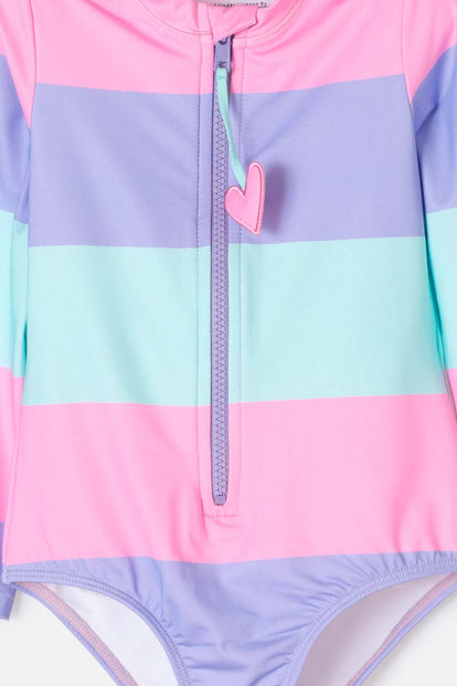 VESTIDO DE BAÑO LITTLEMIC MANGA LARGA MULTICOLOR PARA NIÑA 2T A 5T