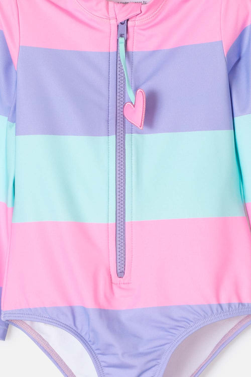 VESTIDO DE BAÑO LITTLEMIC MANGA LARGA MULTICOLOR PARA NIÑA 2T A 5T