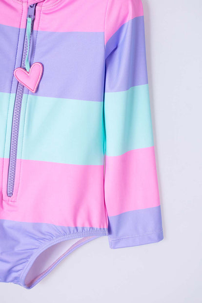 VESTIDO DE BAÑO LITTLEMIC MANGA LARGA MULTICOLOR PARA NIÑA 2T A 5T