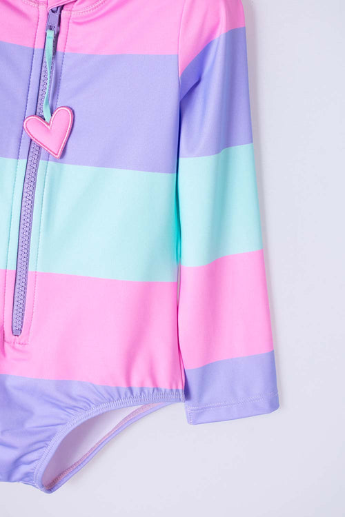 VESTIDO DE BAÑO LITTLEMIC MANGA LARGA MULTICOLOR PARA NIÑA 2T A 5T