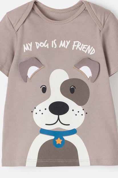 CONJUNTO  DE LITTLEMIC CON PANTALÓN LARGO GRIS Y TAUPE PARA BEBÉ NIÑO