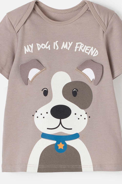 CONJUNTO  DE LITTLEMIC CON PANTALÓN LARGO GRIS Y TAUPE PARA BEBÉ NIÑO