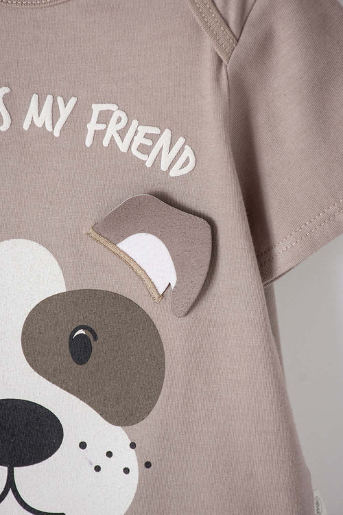 CONJUNTO  DE LITTLEMIC CON PANTALÓN LARGO GRIS Y TAUPE PARA BEBÉ NIÑO