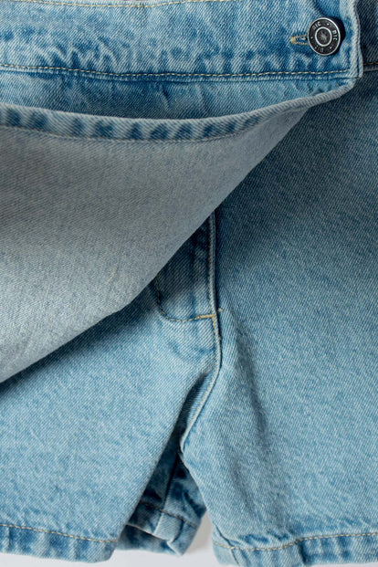 POLLERA DE MIC CON BOLSILLOS AZUL PARA NIÑA