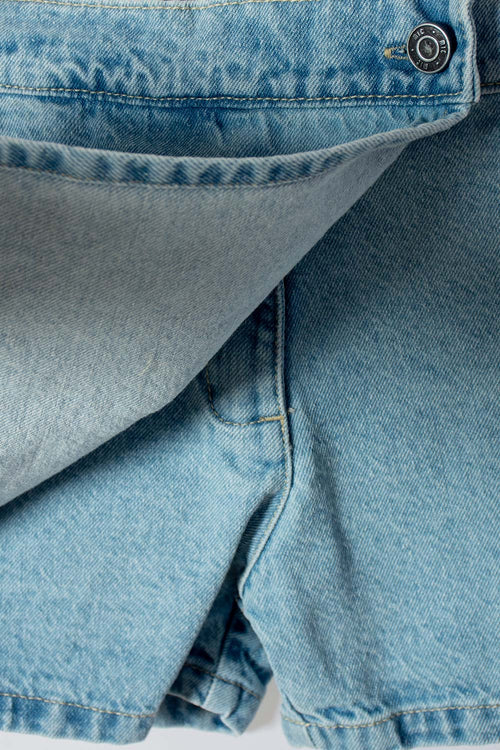 POLLERA DE MIC CON BOLSILLOS AZUL PARA NIÑA