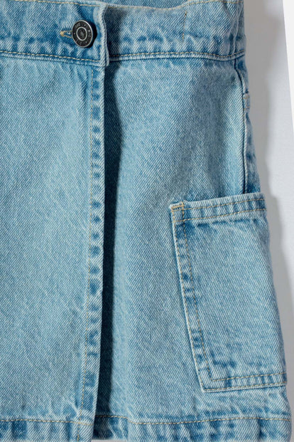 POLLERA DE MIC CON BOLSILLOS AZUL PARA NIÑA