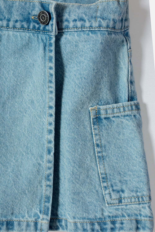 POLLERA DE MIC CON BOLSILLOS AZUL PARA NIÑA