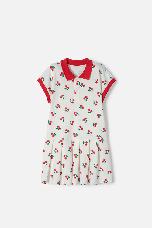 VESTIDO DE MIC MANGA CORTA MARFIL PARA NIÑA