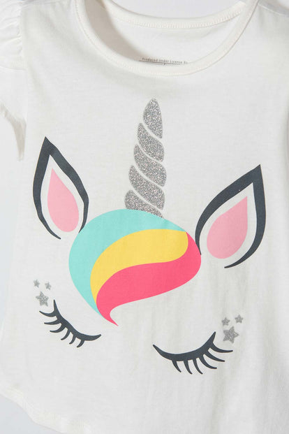 POLERA DE LITTLEMIC MANGA CORTA MARFIL PARA NIÑA 2T A 5T