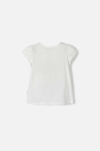 POLERA DE LITTLEMIC MANGA CORTA MARFIL PARA NIÑA 2T A 5T