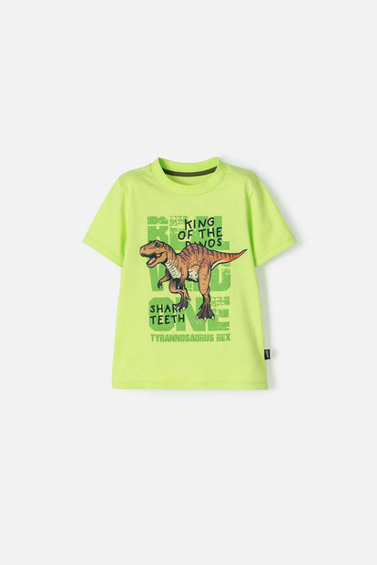 POLERA DE LITTLEMIC MANGA CORTA VERDE PARA NIÑO 2T A 5T