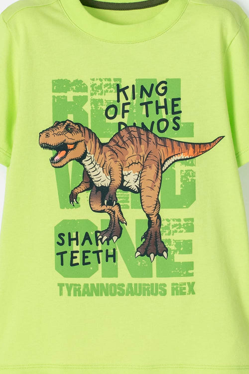 POLERA DE LITTLEMIC MANGA CORTA VERDE PARA NIÑO 2T A 5T