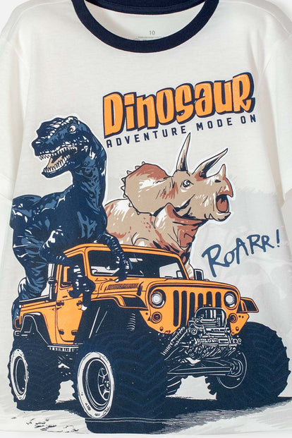 PIJAMA DE MIC CON PANTALÓN LARGO AZUL Y MARFIL PARA NIÑO