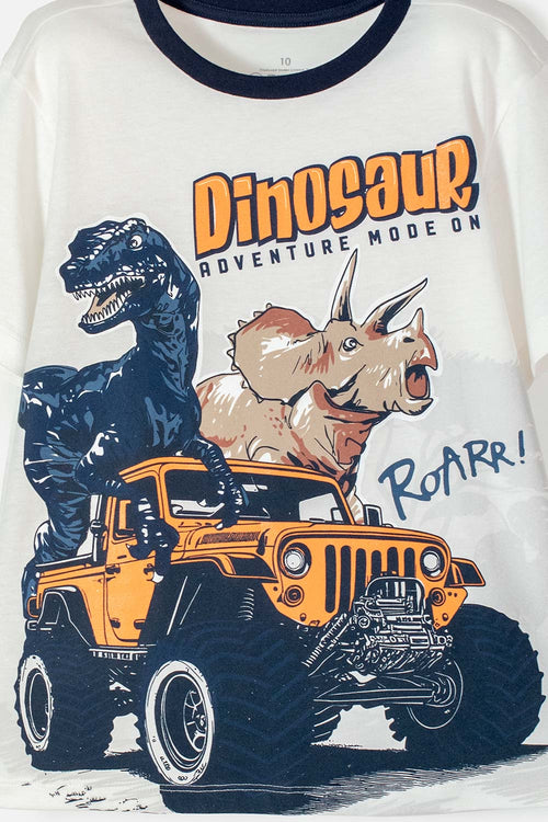 PIJAMA DE MIC CON PANTALÓN LARGO AZUL Y MARFIL PARA NIÑO