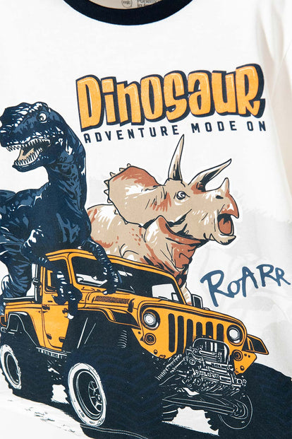 PIJAMA DE MIC CON PANTALÓN LARGO AZUL Y MARFIL PARA NIÑO